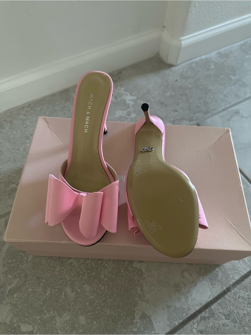 Curated Luxury Pink Satin Bow Mule Heels